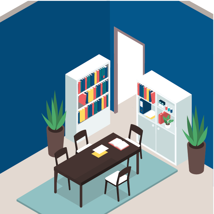 A graphic of a dining room that’s tight on space