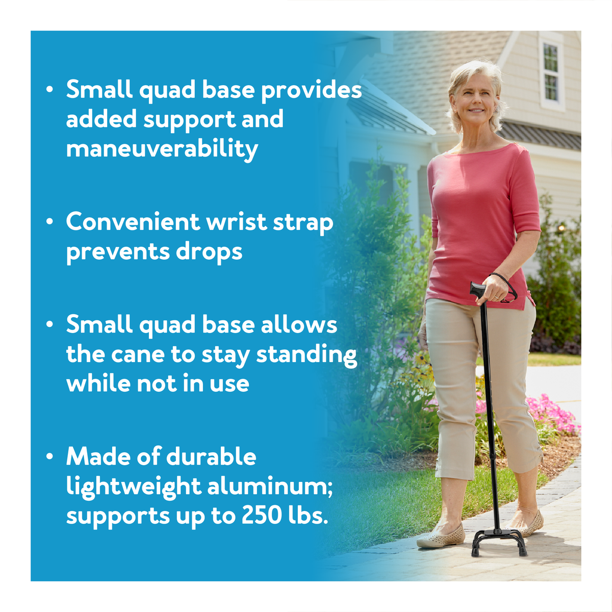 Height adjustable quad cane