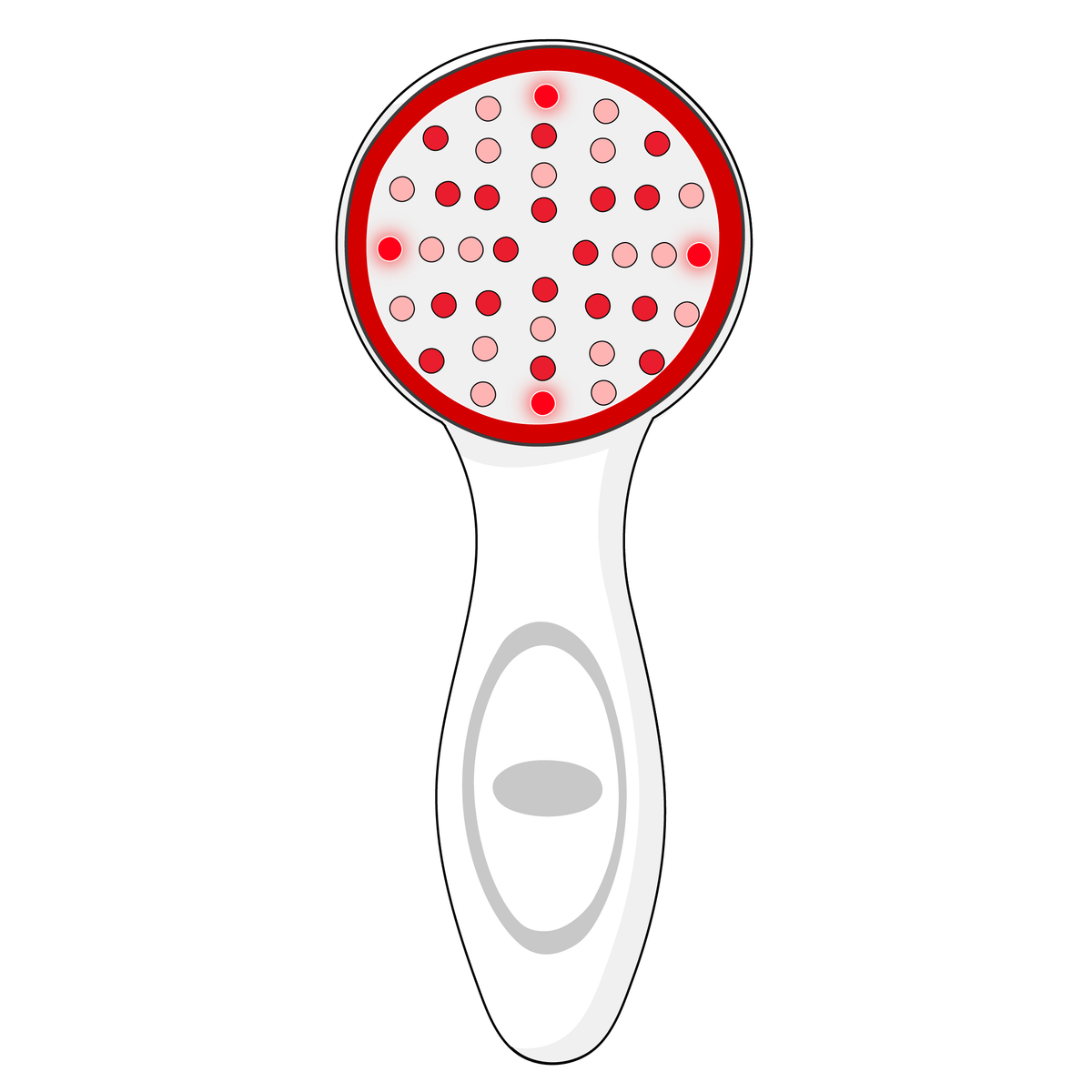 A graphic of a red light therapy device