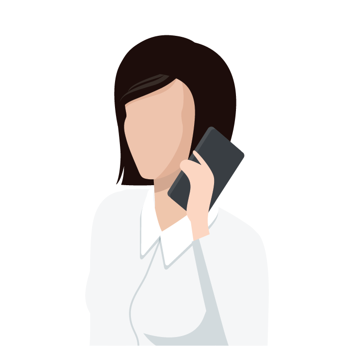 A cartoon woman on a phone