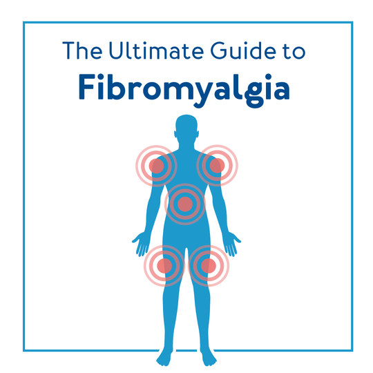 Silhouette of a person with pain points highlighted with title 'The Ultimate Guide to Fibromyalgia