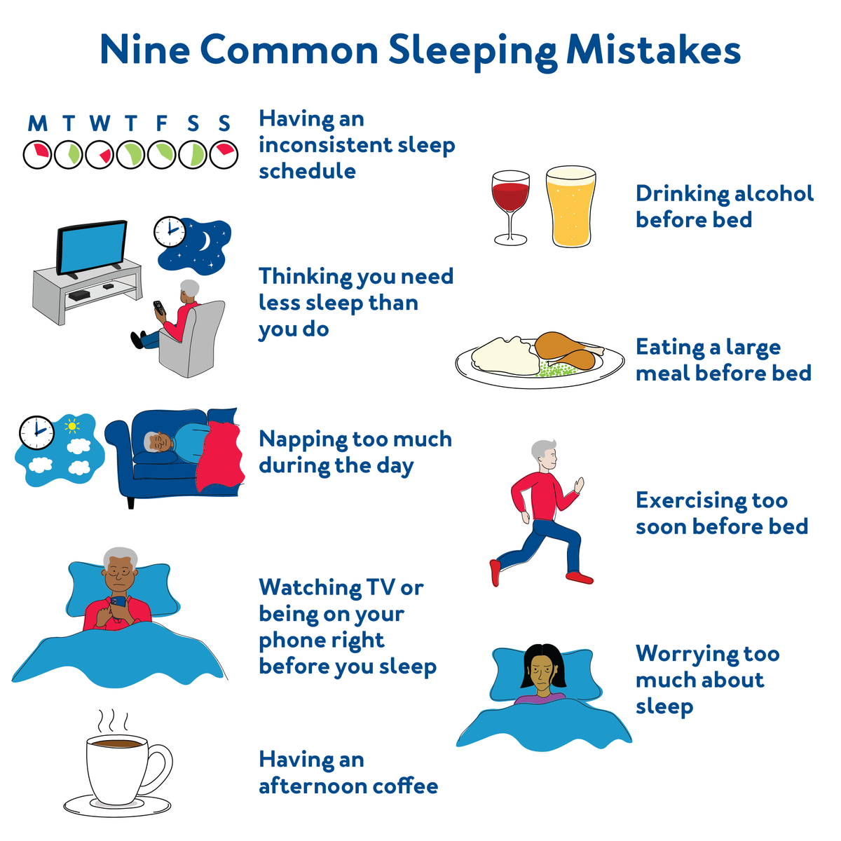 Nine Common Sleep Mistakes : Further details are provided below