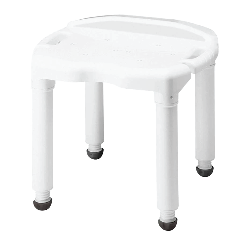 White bath seat with two side handles no back