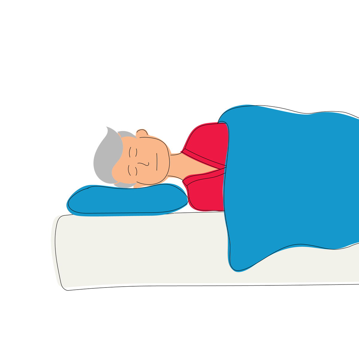 A graphic of a man sleeping on his side