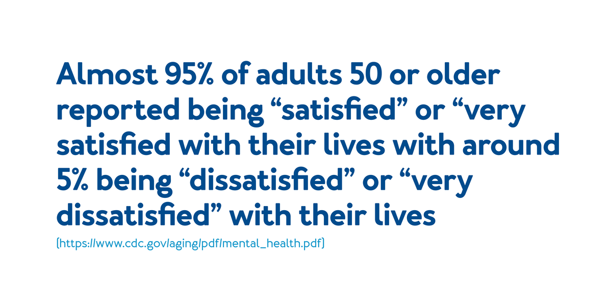 Almost 95% of adults 50 or older reported being “satisfied” or  : Further details are provided below