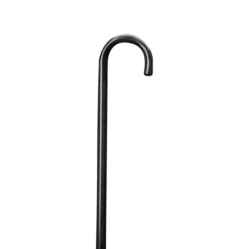 A black wooden walking cane