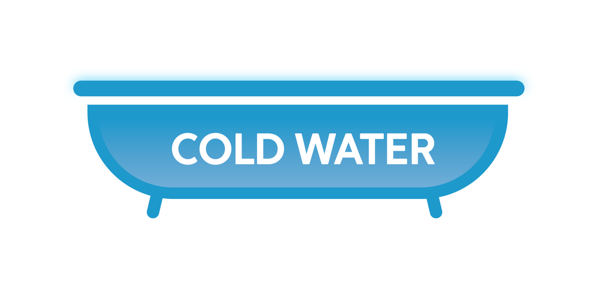 A graphic of a tub with text, “cold water”