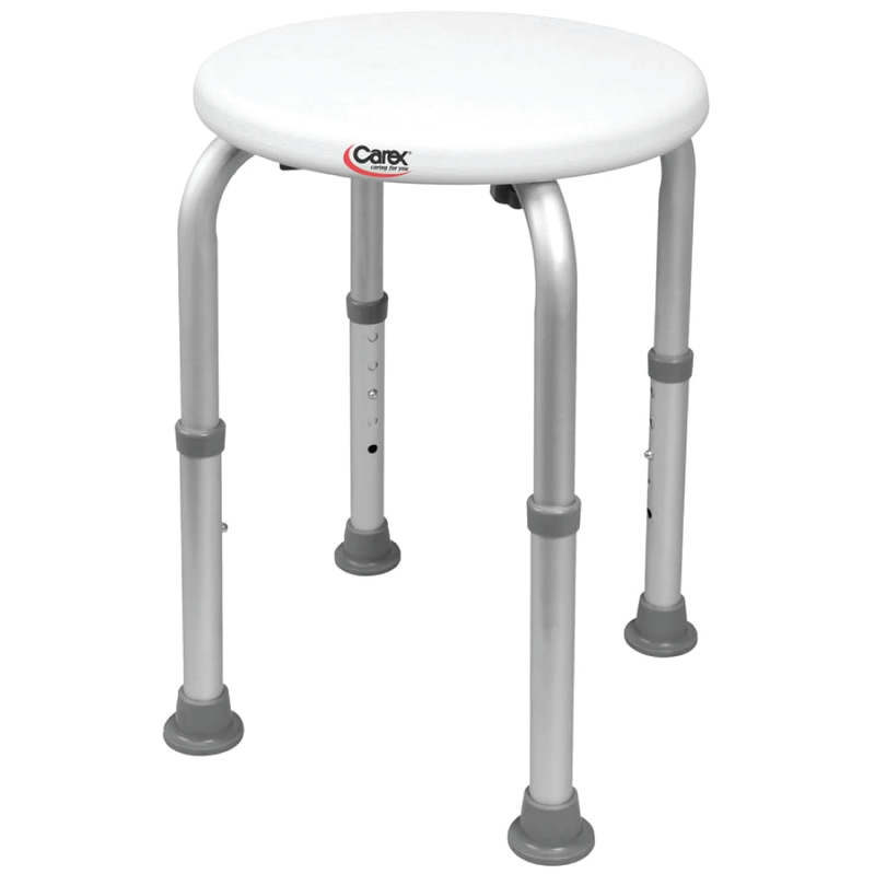 White shower stool with metal legs