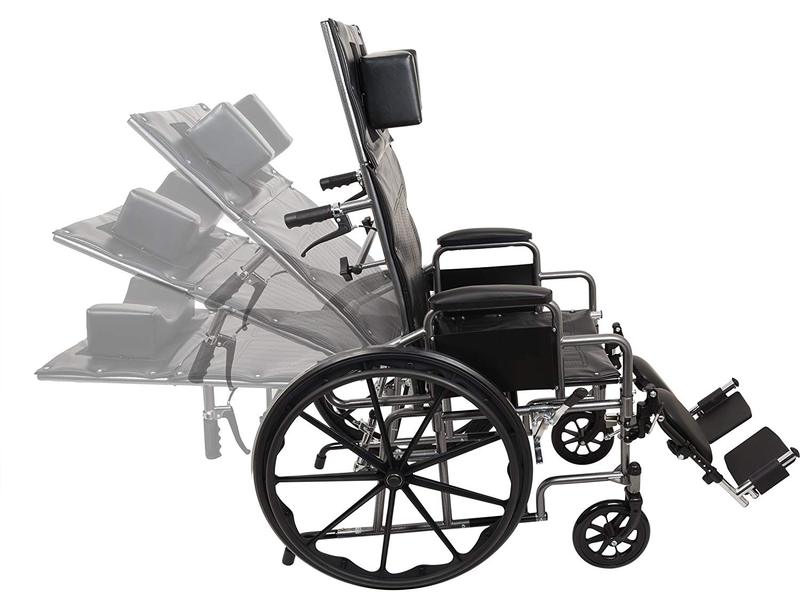 A black reclining wheelchair