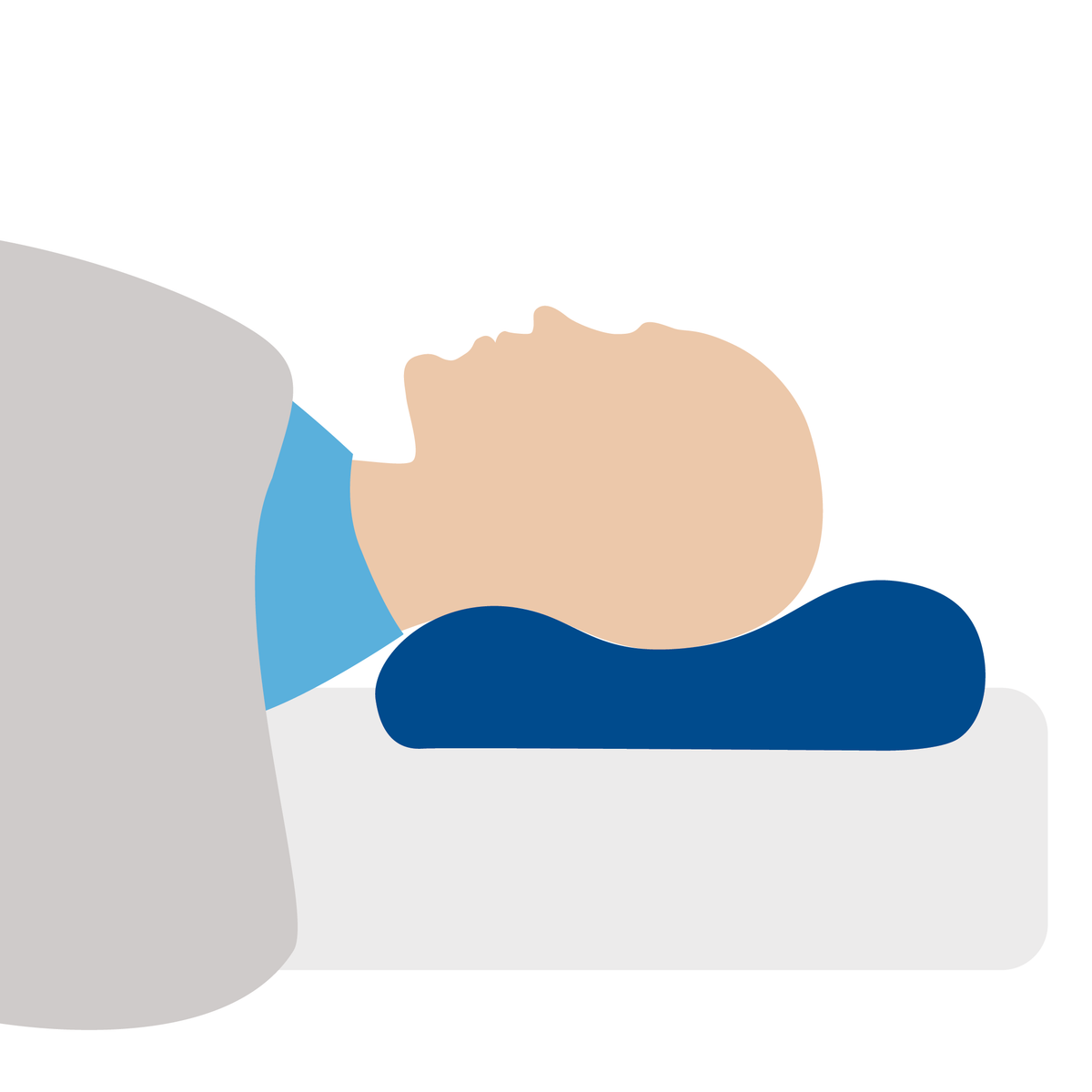 A graphic of a person laying down using a cushion to support their head