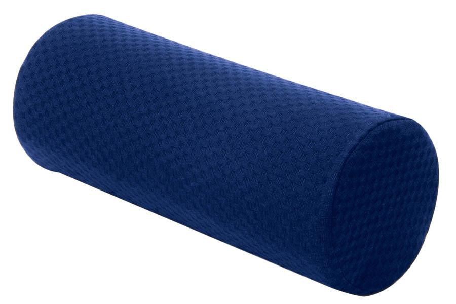 A blue roll pillow
