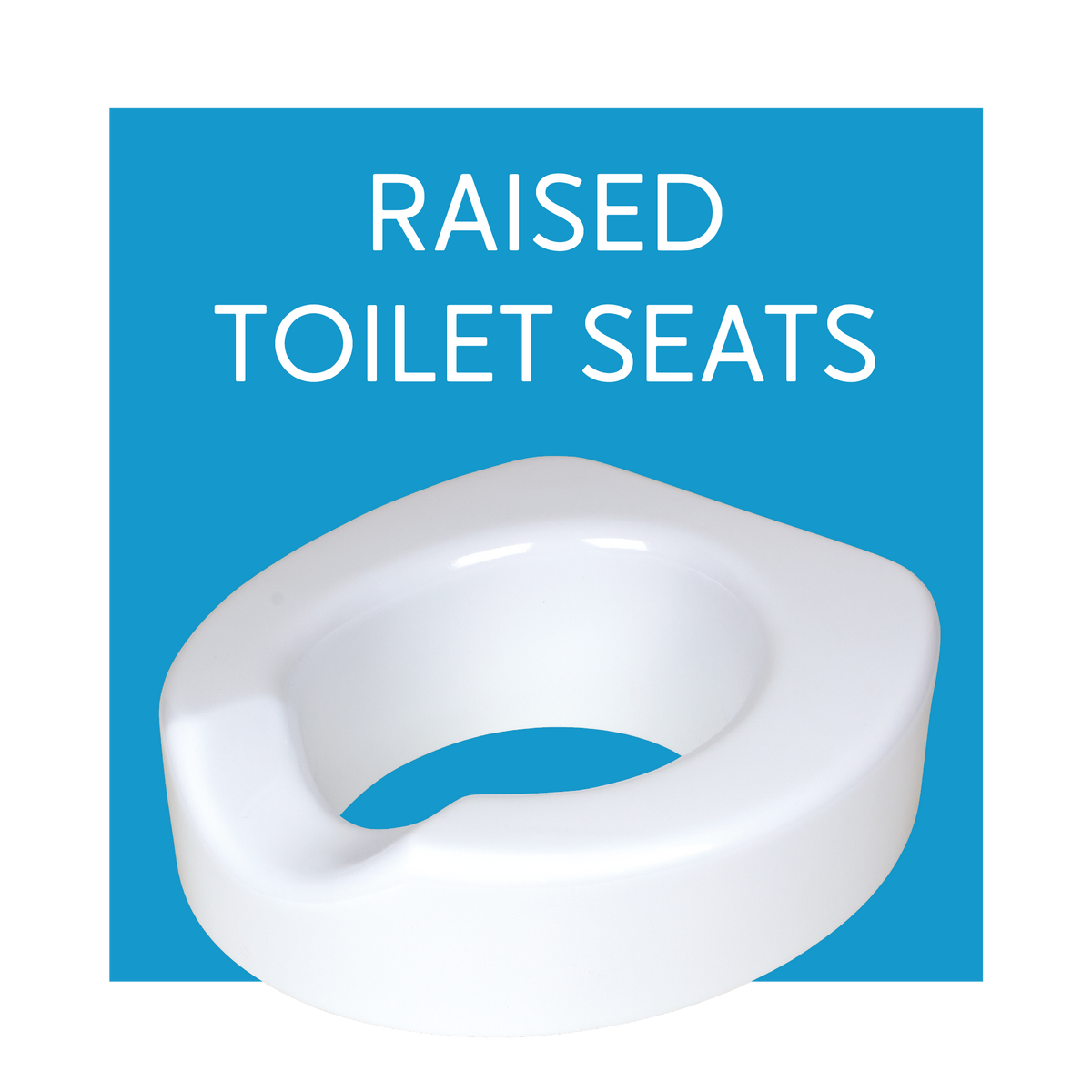 A raised toilet seat on a blue background
