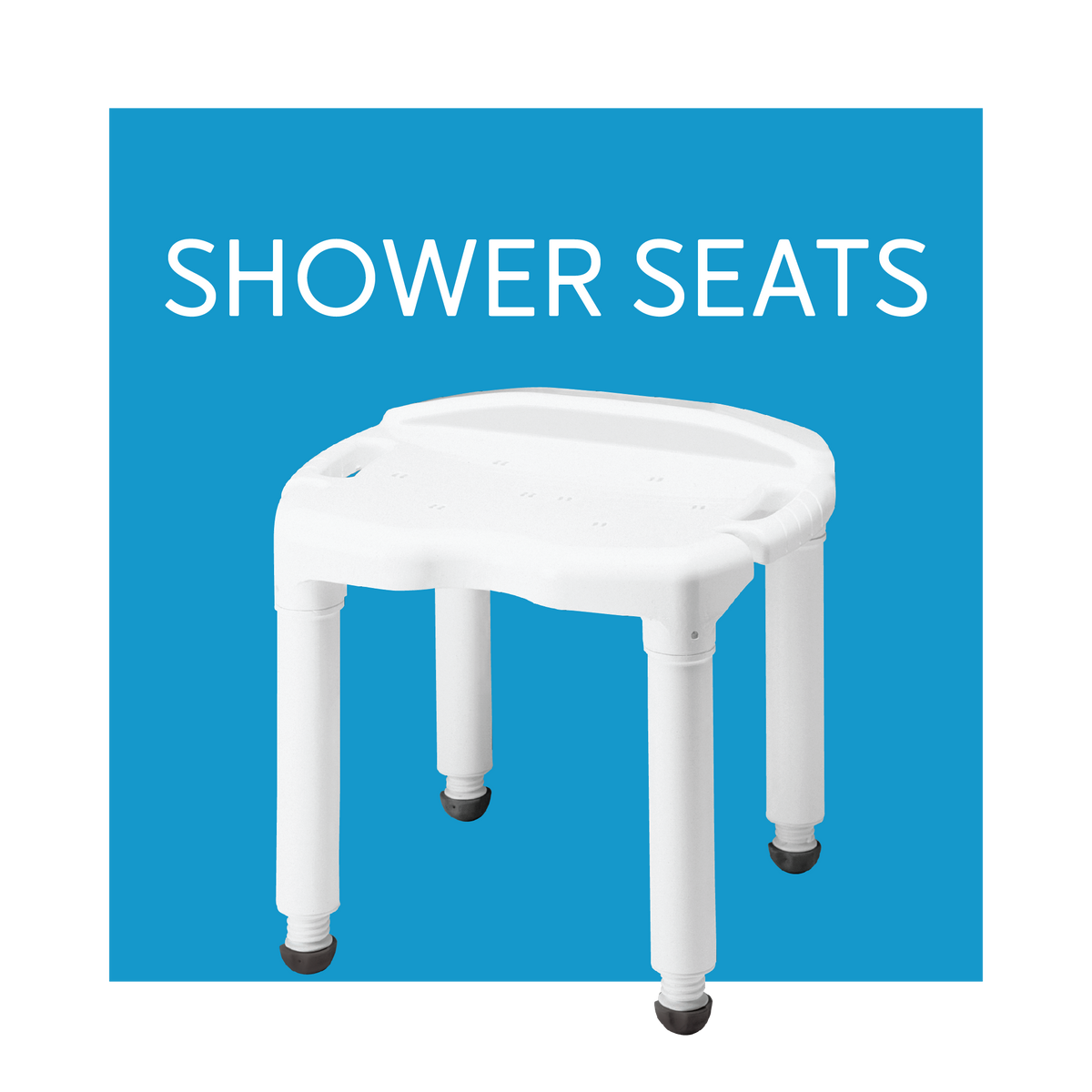 A shower seat on a blue background