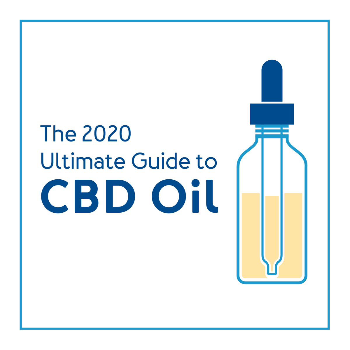A graphic of a bottle of CBD oil. Text, the ultimate guide to CBD oil