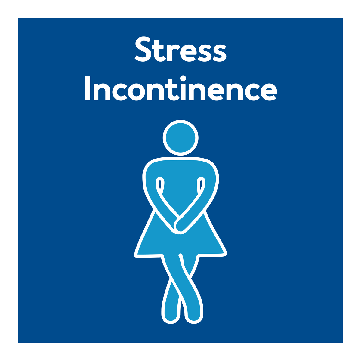 A woman holding her bladder Text, stress incontinence