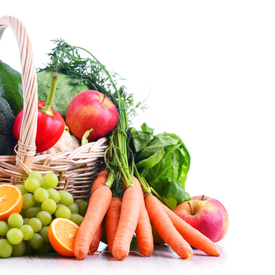 Various fruits and vegetable in a basket