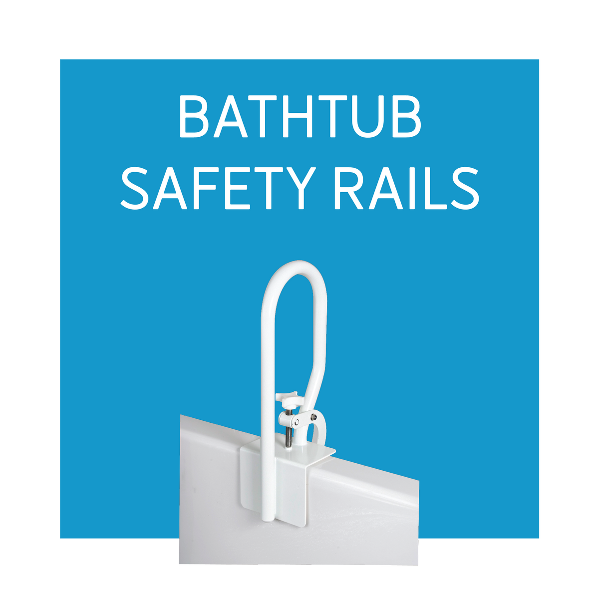 A bathtub safety rail on a blue background