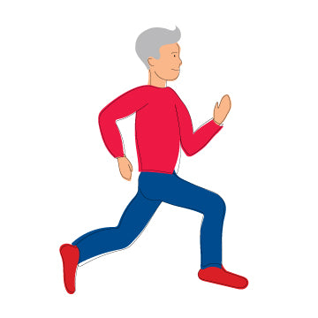 A graphic of a man running