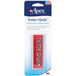 Apex temp owl, red, 1 pack: Apex temp.qwik thermometer with case, featuring a red owl design. USA flag on the packing.