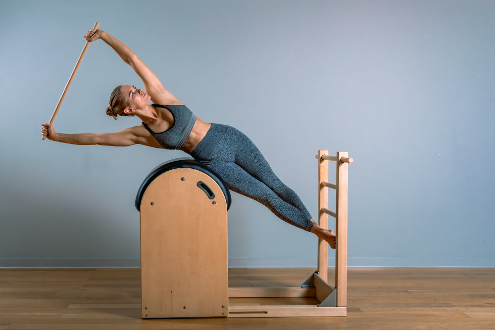 A woman stretching her hips