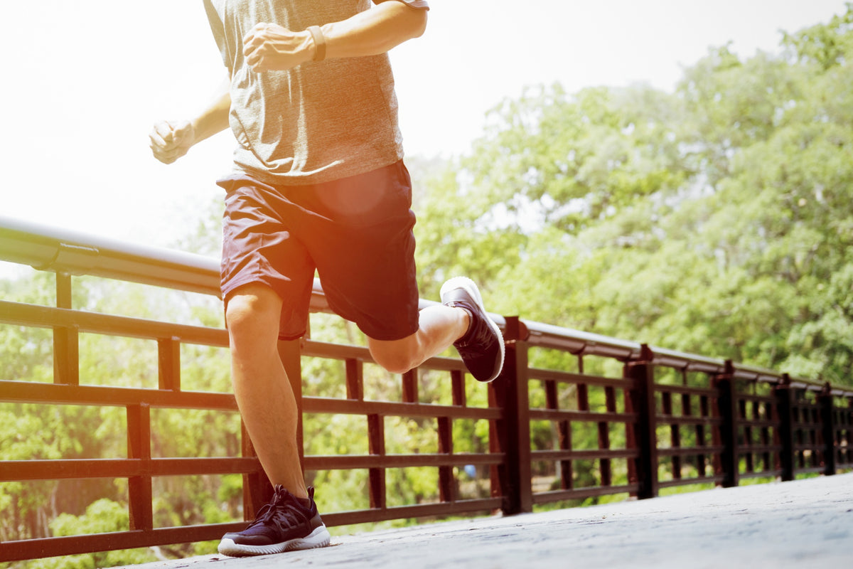 A man jogging in a park