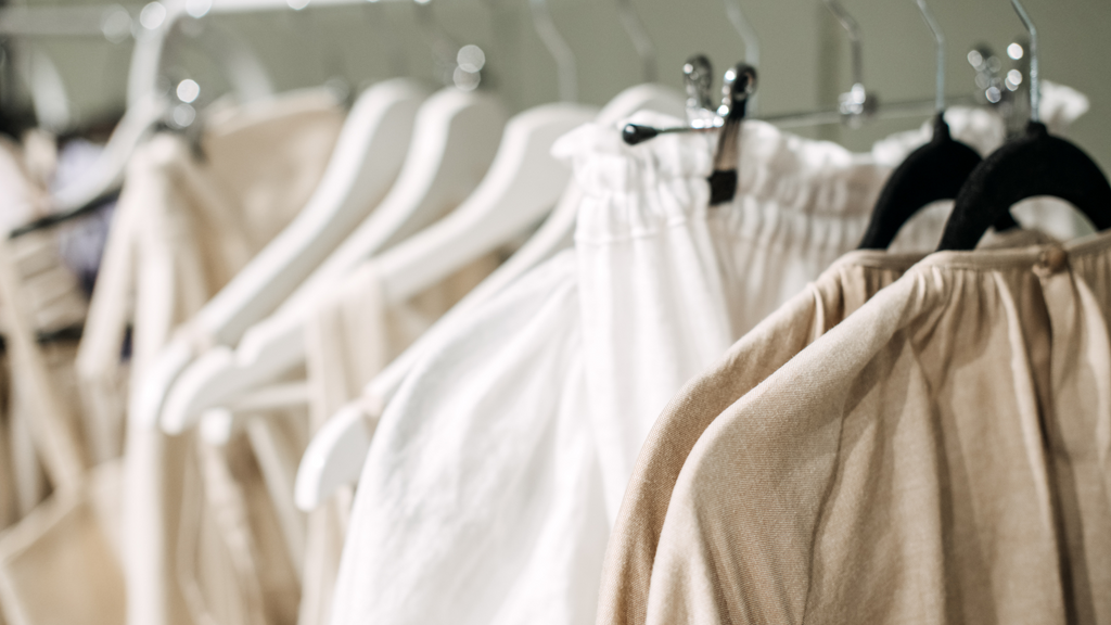 A rack of sustainable clothes