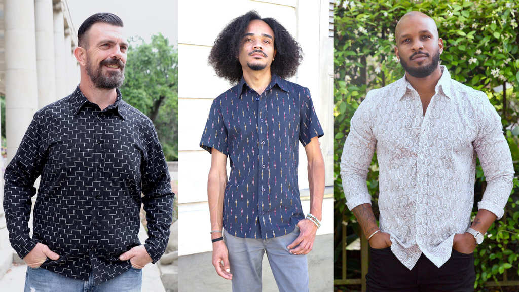 Three men in Passion Lilie button downs