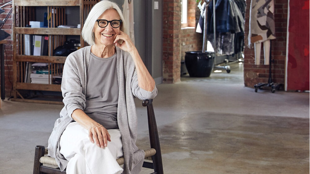 Eileen Fisher poses for an interview