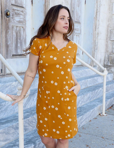 Deep yellow floral dress