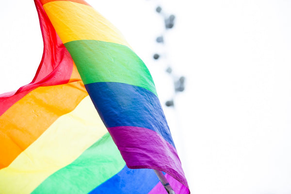 Rainbow flag on white background