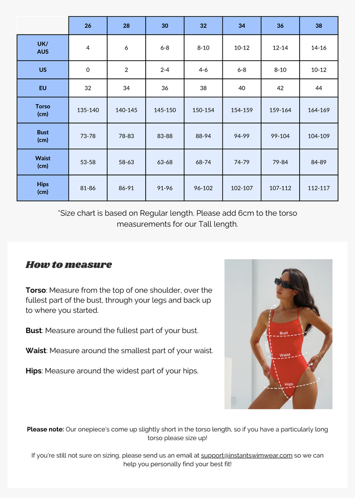 Size Chart – INSTANT SWIM