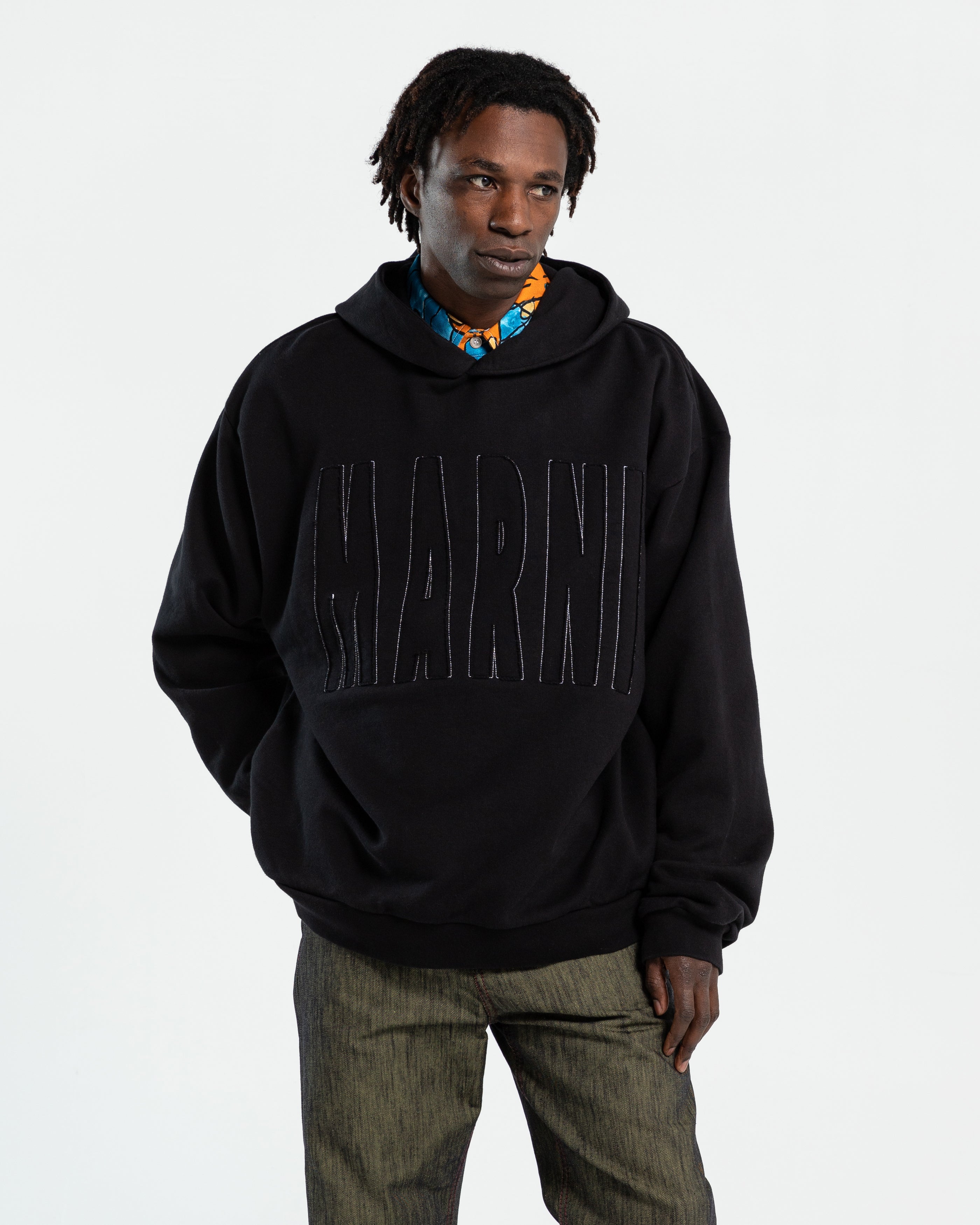 Stitched Logo Hoodie in Black