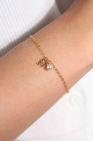 Initial with Pearl Bracelet