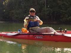 Kayak fishing with sonar depth finder