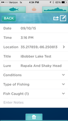 Fishing app for iOS and Android phone and tablet