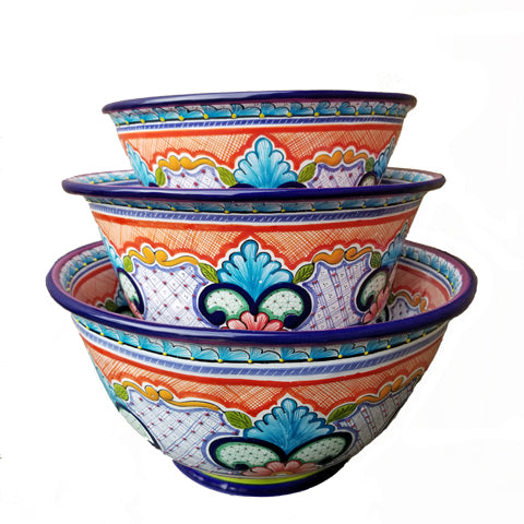 Mexican Talavera Footed Painted Salsa Bowl (33tal34)