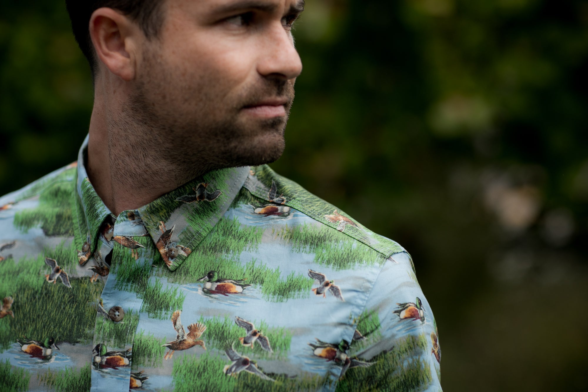 Men's S/S Printed Outdoor Aloha Shirt - Spoonbill Ducks (**FINAL SALE ONLY**)
