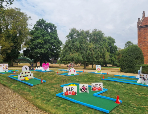 colourful wedding crazy golf