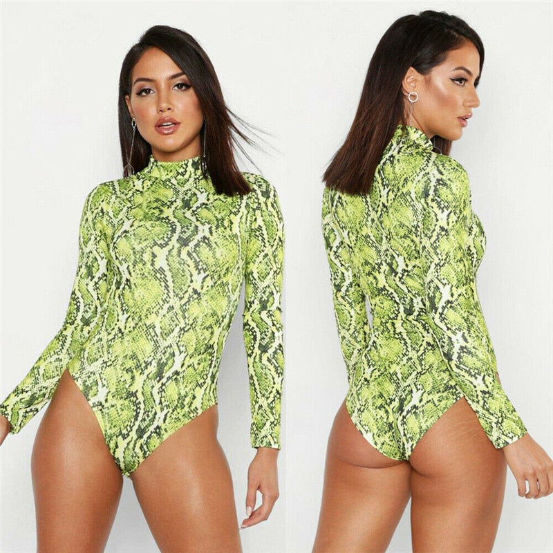 green snakeskin bodysuit