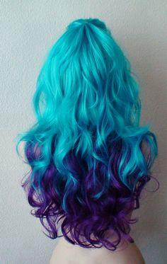 Dark Blue Hair Wig Pink Purple Blue Ombre Hair