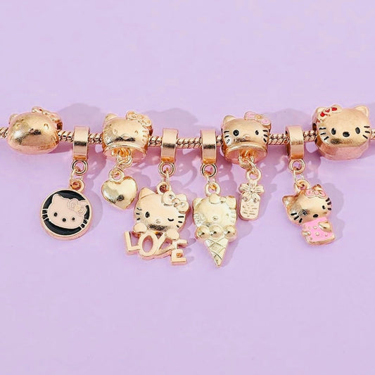Lilo and Stitch “Party Hardy” 925 Silver Charm Bracelet w/ 9 Sapphire Embellished Charms