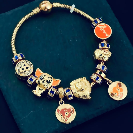 Classic Lilo & Stitch Luxury Charm Bracelet Lilo & Stitch Charm Bracelet for Kids w/ Matching Gift Box and Stickers