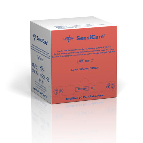SensiCare Sterile Powder-Free Stretch Vinyl Exam Gloves, Pairs, Size L