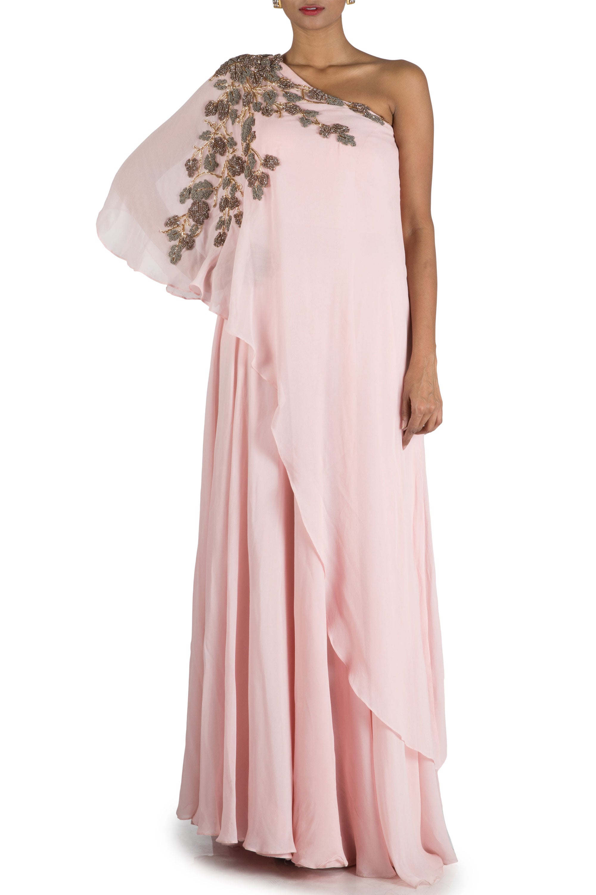 one side off shoulder gown