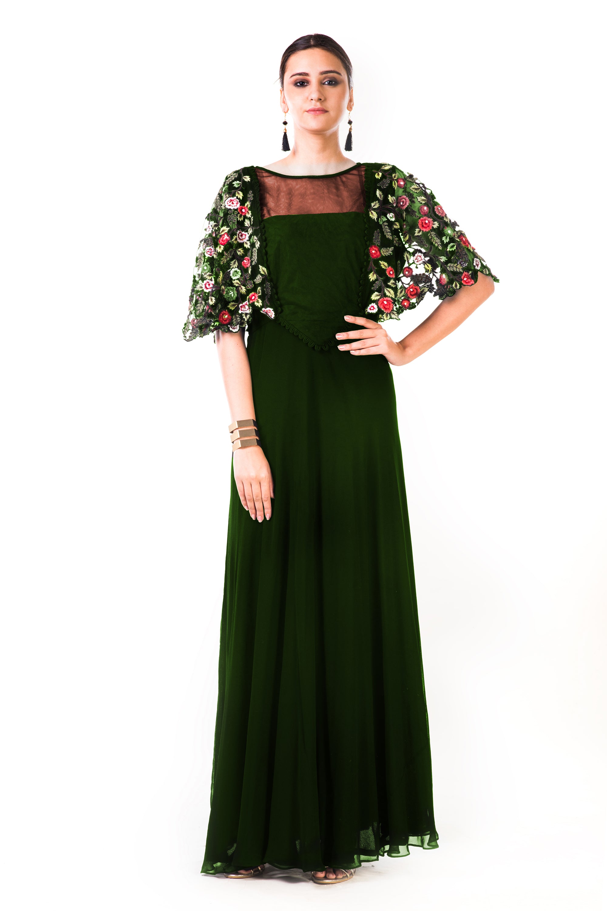 bottle green gown