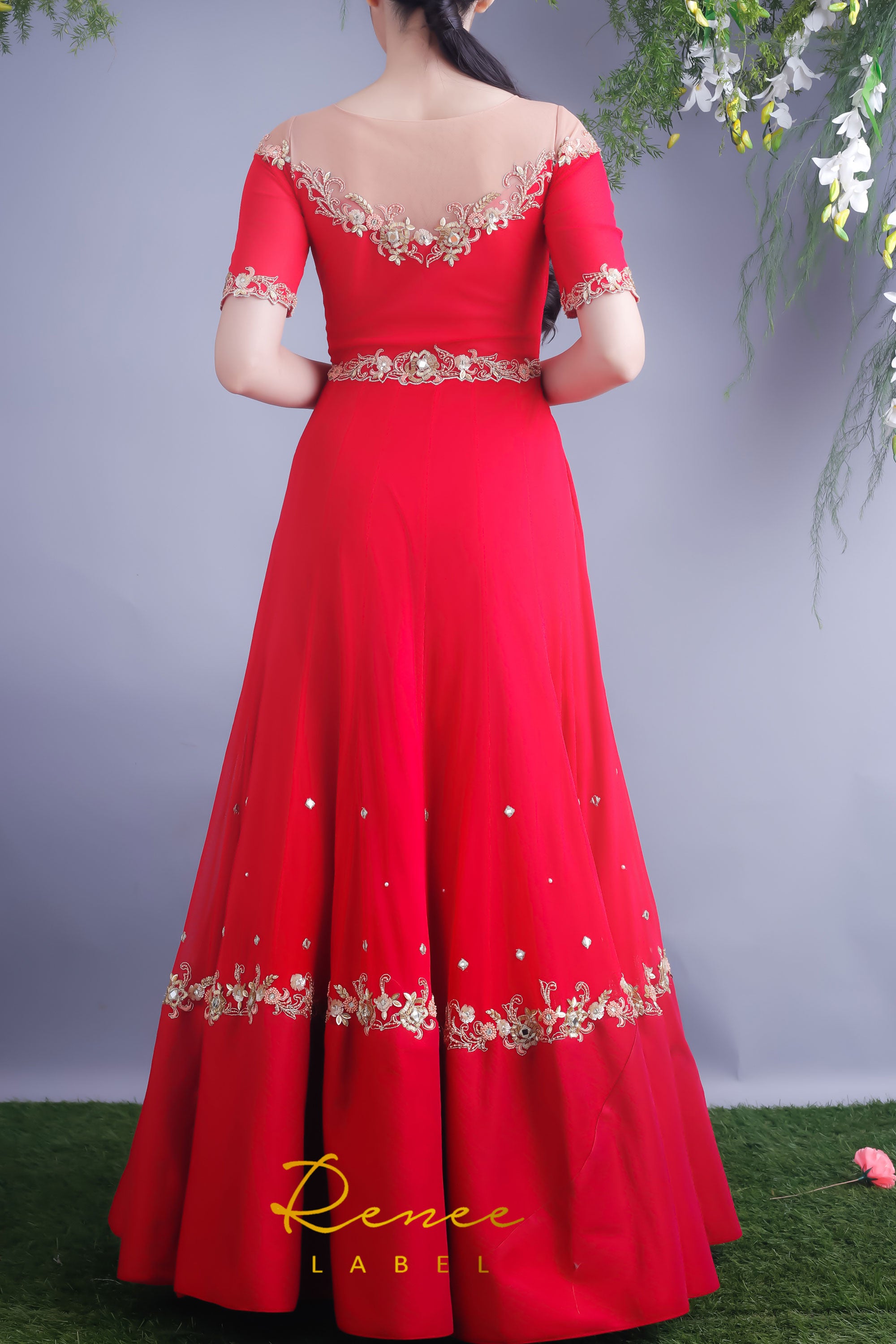 anarkali dress red colour