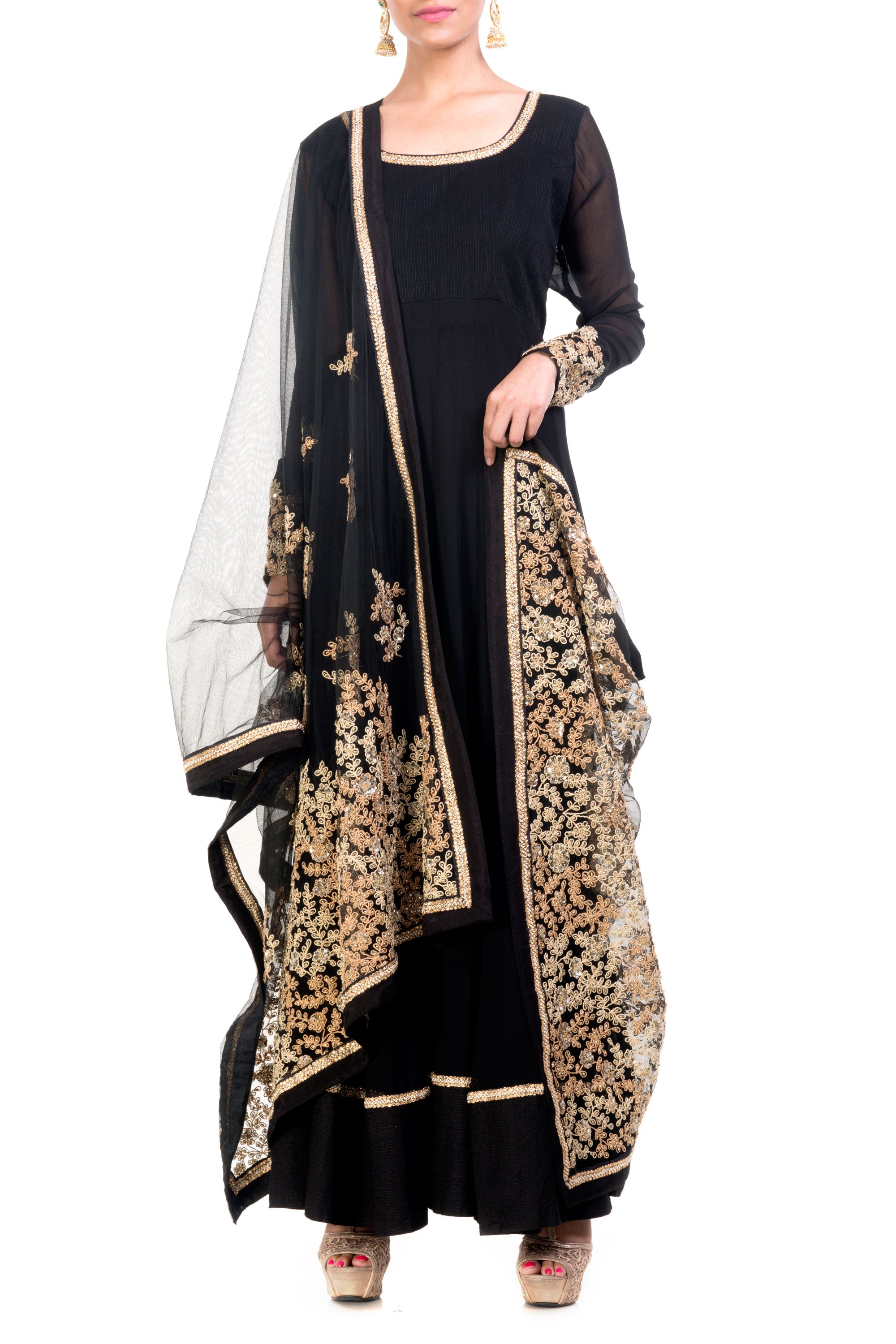 Buy Maya Ali Black Georgette Anarkali Suit With Zari Work For EId Online -  LSTV03437