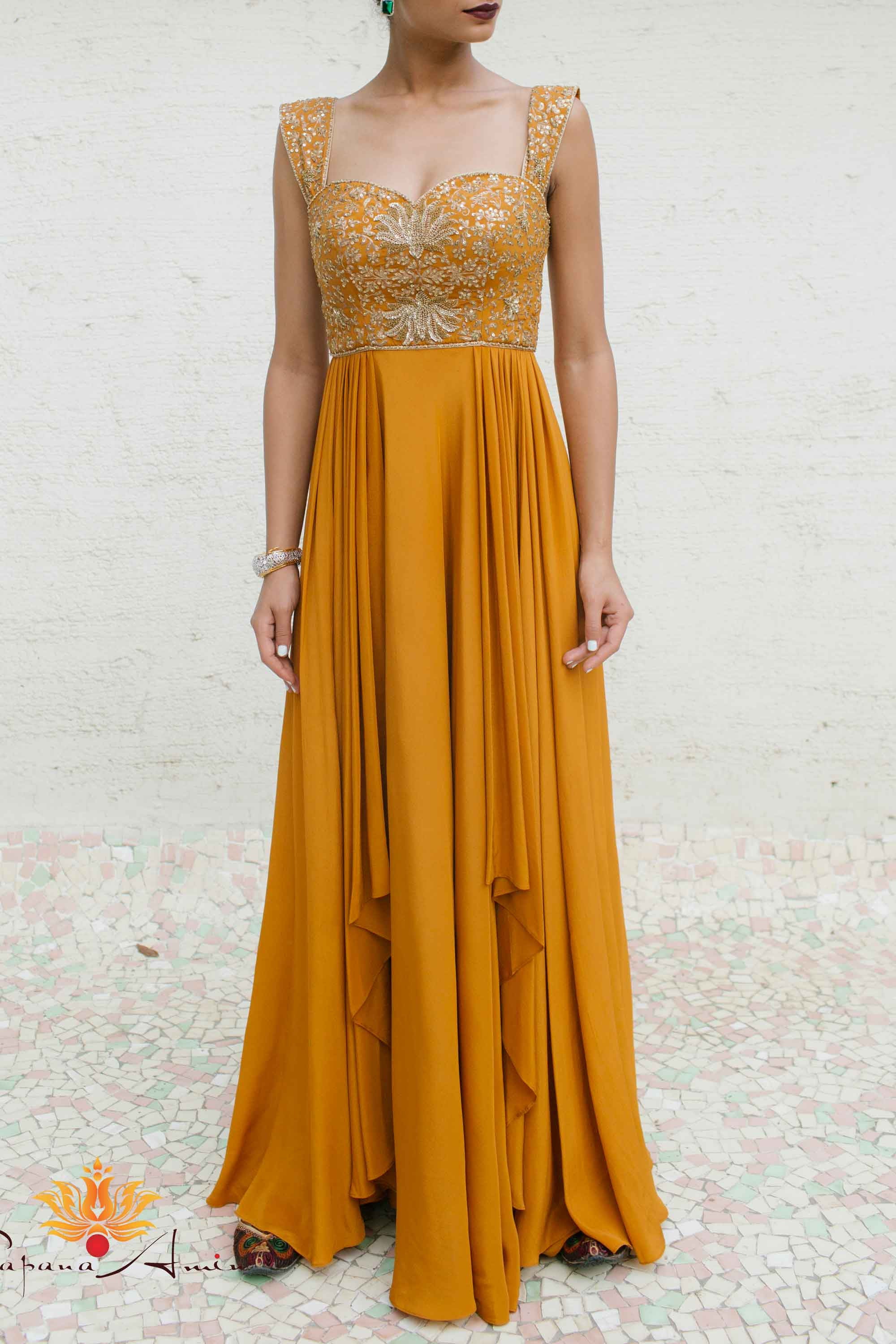 gold silk gown