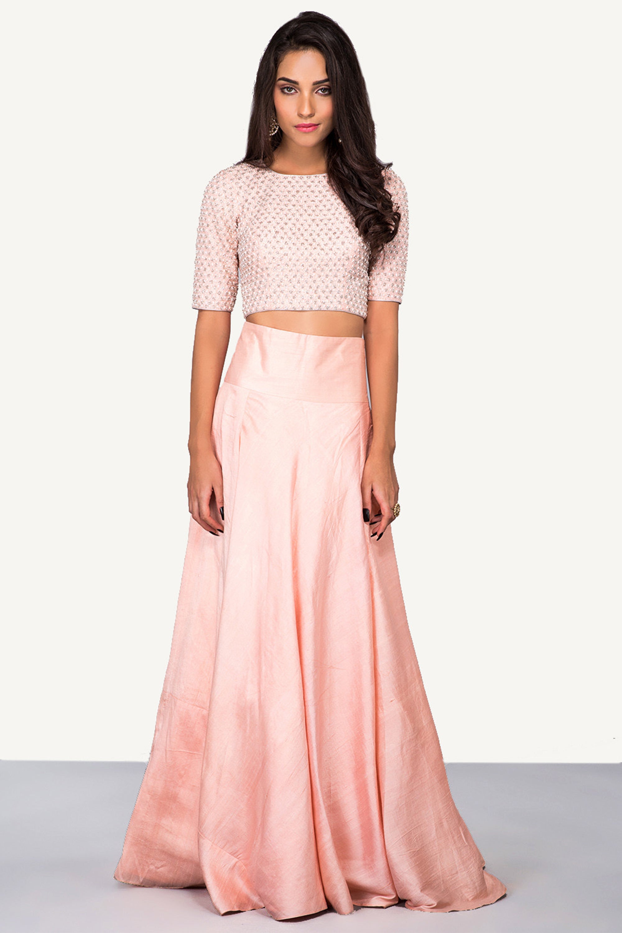 peach long skirt