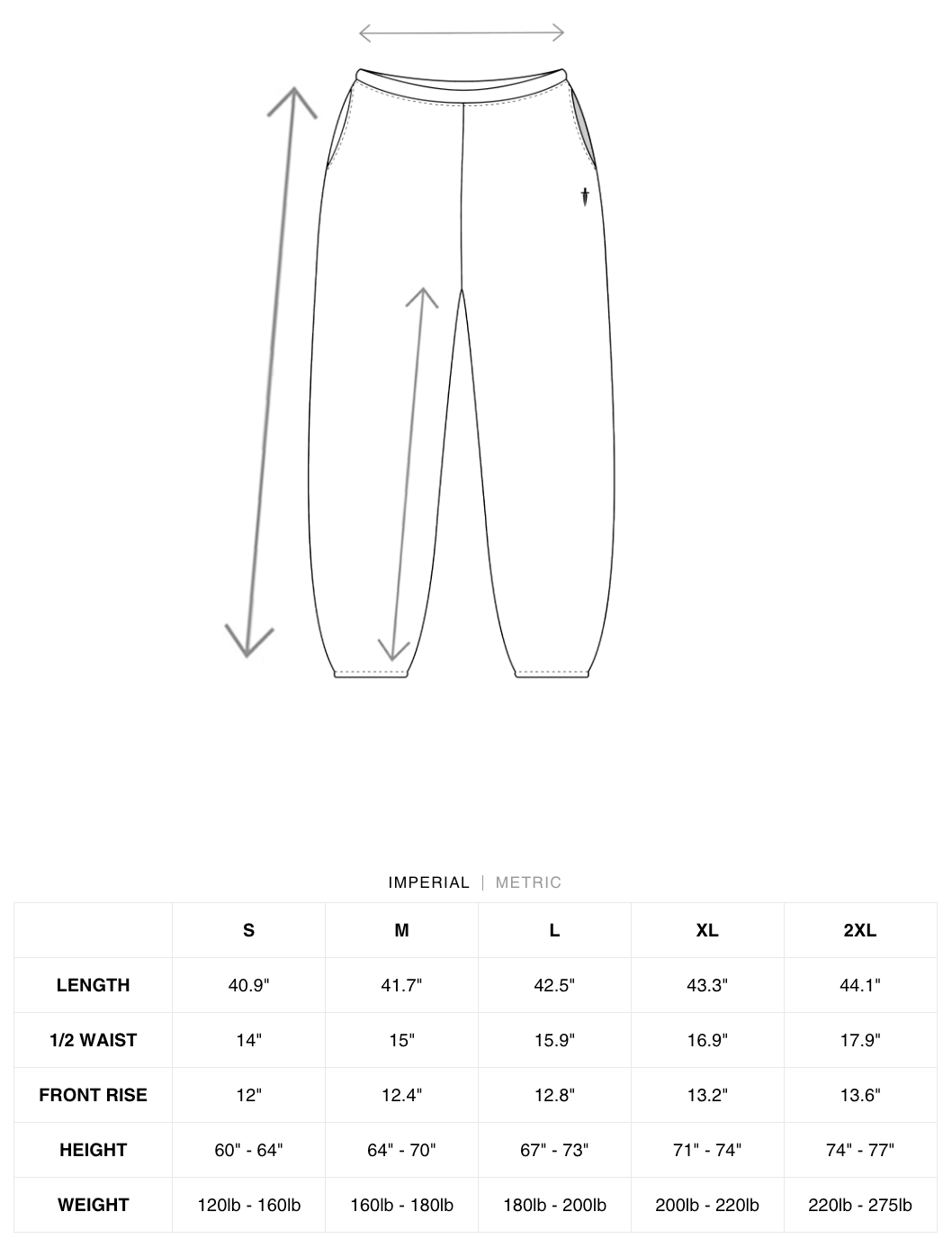 SIZE CHARTS – IRONWILLED